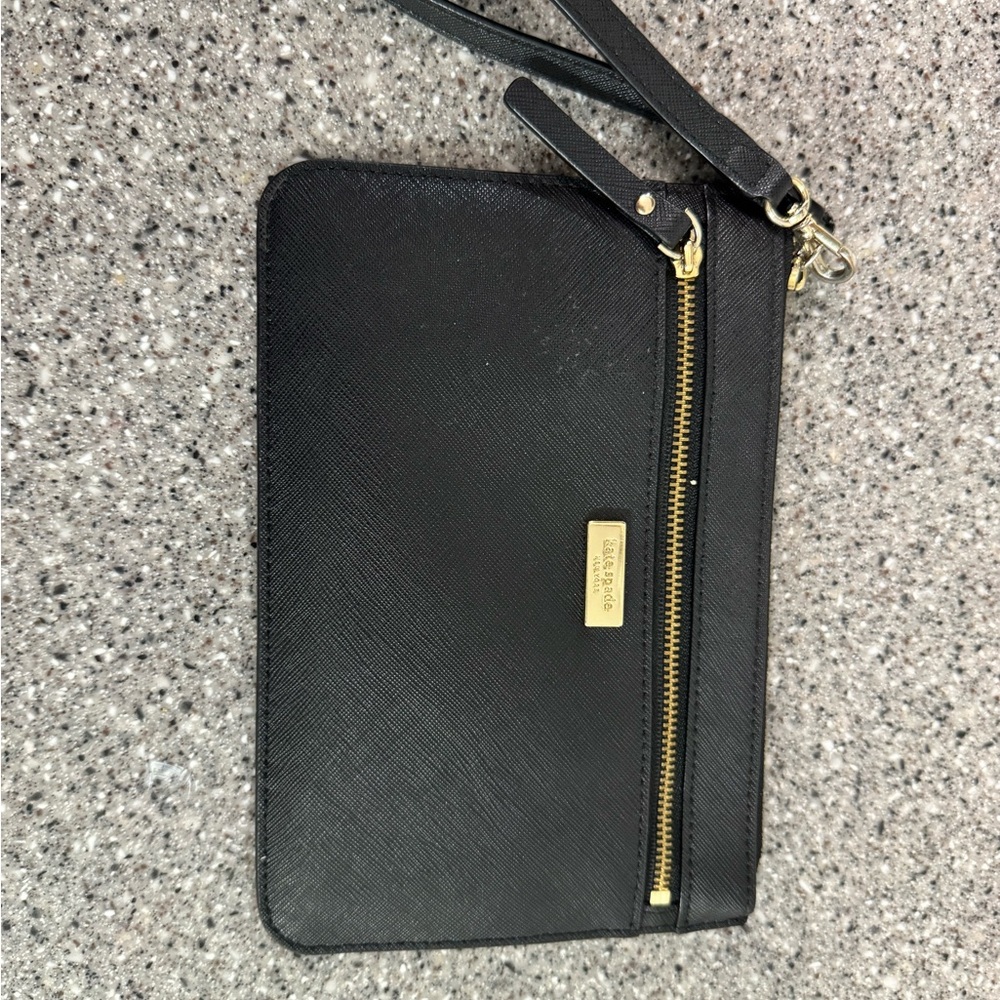 Kate spade Black Wristlet with Gold Accents